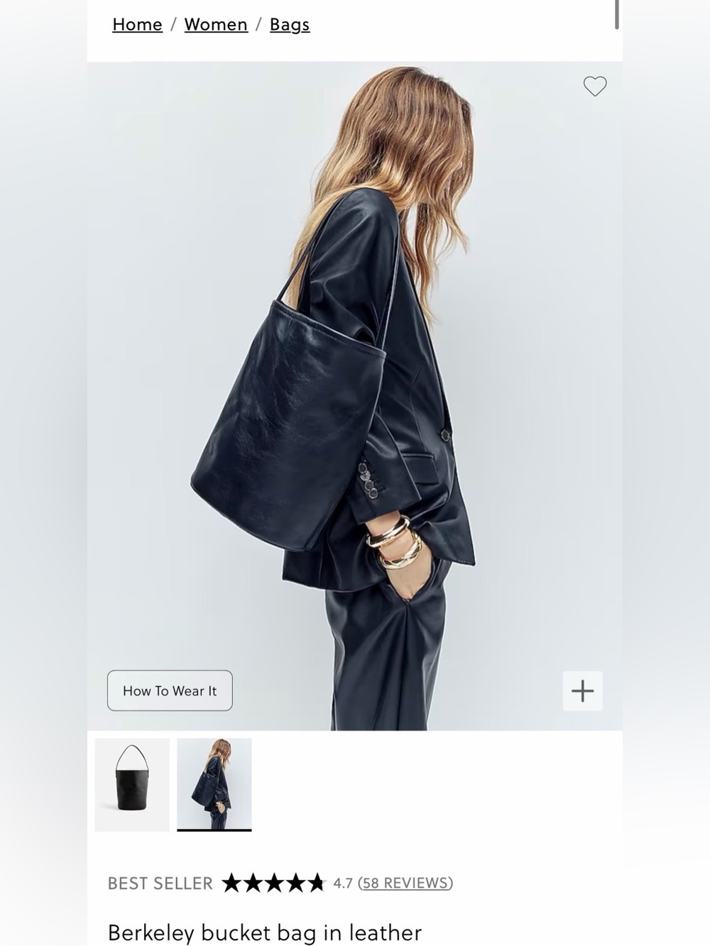 NWOT J.Crew Berkeley Bucket Bag Black Leather - Picture 3 of 14